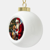 Beagle Meets Santa Christmas Painting セラミックボールオーナメント (右)