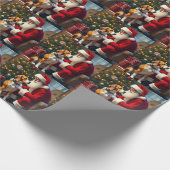 Beagle Meets Santa Christmas Painting ラッピングペーパー (角)