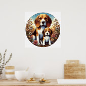 Beagle Mom and Pup 5000 2X ポスター (キッチン)