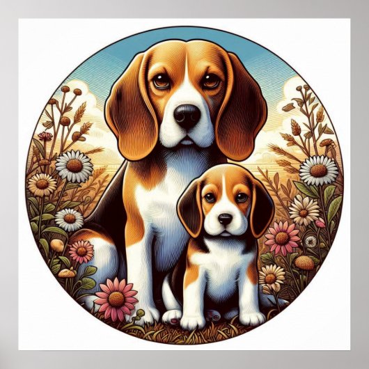 Beagle Mom and Pup 5000 2X ポスター (正面)