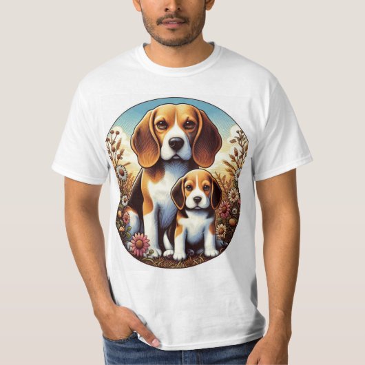 Beagle Mom and Pup 5000 2X Tシャツ (正面)