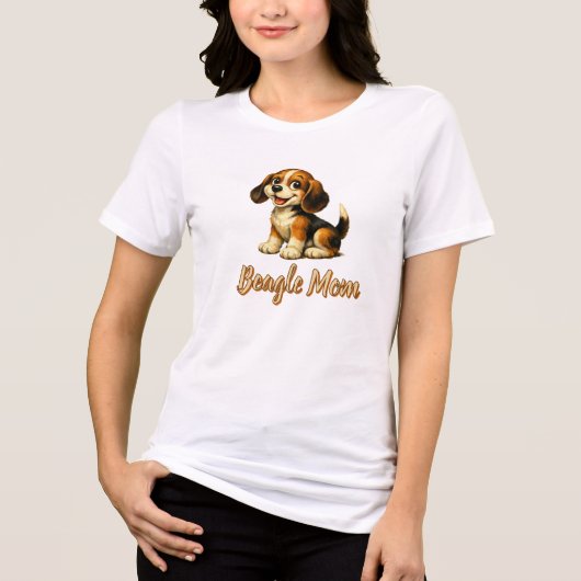 Beagle Mom | Cute Vintage Puppy トライブレンドＴシャツ (正面)