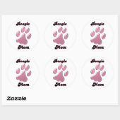 Beagle Mom Pink Pawprintステッカー ラウンドシール (シート)
