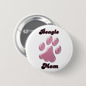 Beagle Mom Pink Pawprint – ボタン 缶バッジ (正面&裏面)
