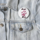 Beagle Mom Pink Pawprint – ボタン 缶バッジ (インサイチュ)