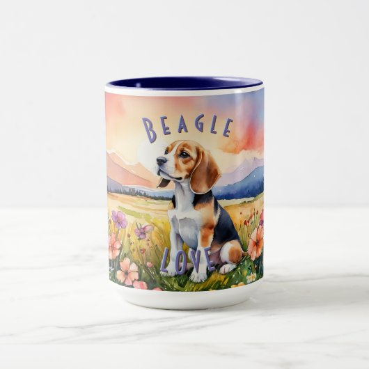 Beagle Mug、カスタマイズ可能なファームサンライズ マグカップ (中央)
