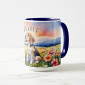 Beagle Mug、カスタマイズ可能なファームサンライズ マグカップ (正面右)