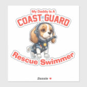 Beagle My Daddy Is A USCG Rescue泳ぐ人 シール (シート)