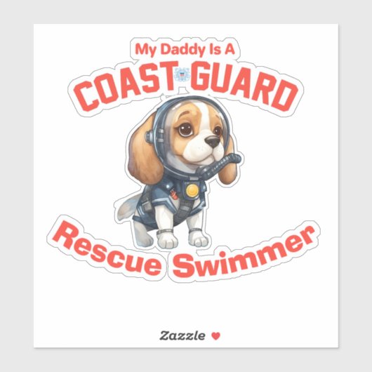 Beagle My Daddy Is A USCG Rescue泳ぐ人 シール (シート)