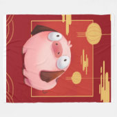Beagle Pig_Pig Lover フリースブランケット (正面(横))