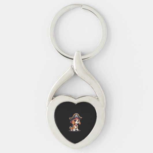 Beagle Pirate Costume Jolly Roger Flag Skull Cross キーホルダー (正面)