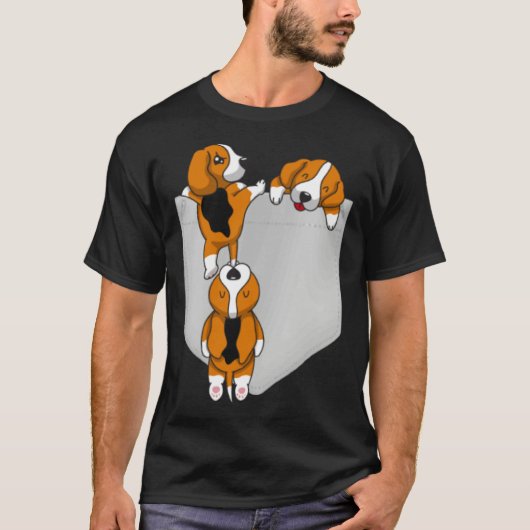 Beagle Pocket Graphic Dog Tシャツ (正面)