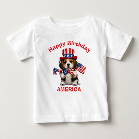 Beagle Puppy (2s) Patriotic Kid T-Shirt ベビーTシャツ (正面)