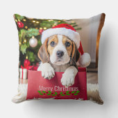 Beagle Puppy Christmas Design, クッション (正面)