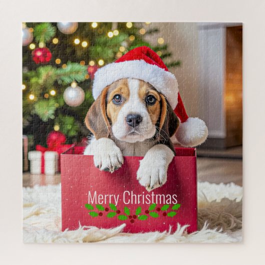 Beagle Puppy Christmas Design, ジグソーパズル (縦)