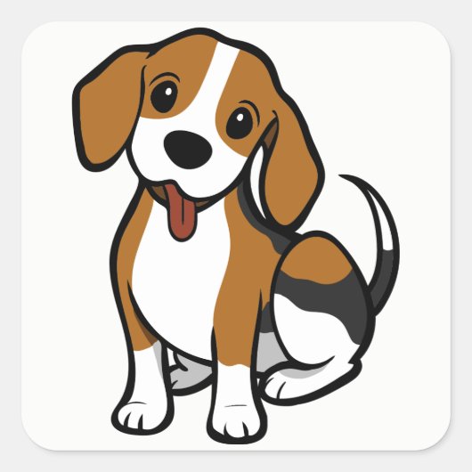 Beagle Puppy Dog Cartoon - Love Beagles Stickers スクエアシール (正面)