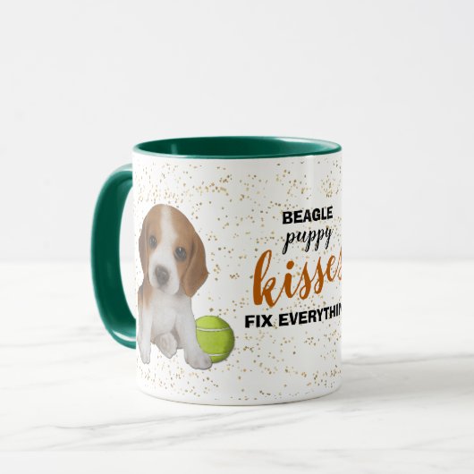 Beagle Puppy Kisses Fix Everything Mug マグカップ (正面左)