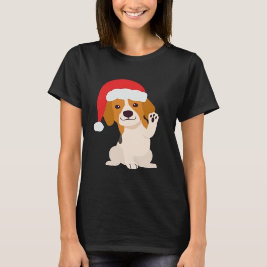 Beagle puppy with Santa's hat for dog lovers Overs Tシャツ (正面)