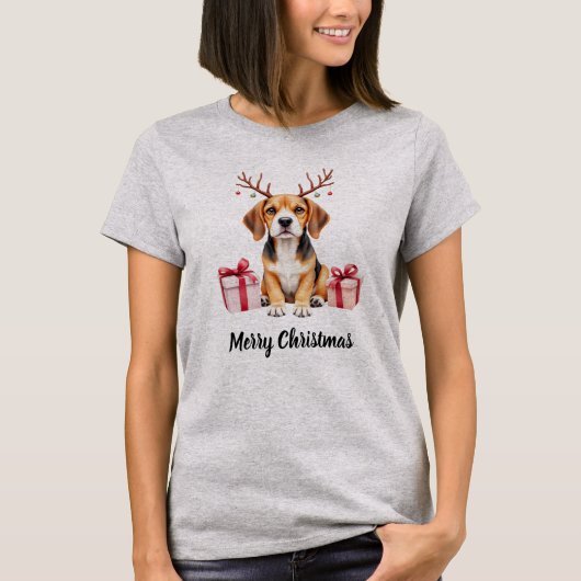 Beagle Reindeer Tシャツ (正面)
