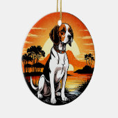 Beagle Retro Sunset Dog Lover セラミックオーナメント (右)