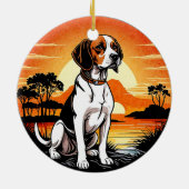 Beagle Retro Sunset Dog Lover セラミックオーナメント (裏面)