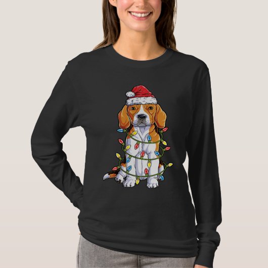 Beagle Santa Christmas Tree Lights Xmas  Boys Kids Tシャツ (正面)