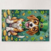 Beagle St Patrick’s Day Happy Lucky Dog ジグソーパズル (横)