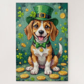 Beagle St Patrick’s Day Happy Lucky Dog ジグソーパズル (縦)