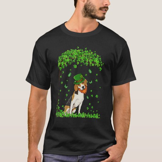 Beagle St Patricks Day Lover Irish Shamrock Dog Lo Tシャツ (正面)