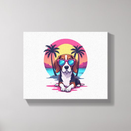 Beagle Sunset Background Shirt, Beagle Mom, Beagle キャンバスプリント (正面)
