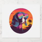 Beagle Sunset Background Shirt, Beagle Mom, Beagle スパークリングワインラベル (シングルラベル)