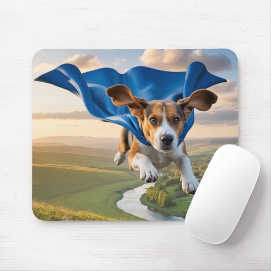 Beagle Superhero Mousepad マウスパッド (マウス)
