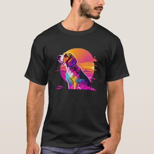 Beagle Synthwave 80s Retrowave Aesthetic Tシャツ (正面)