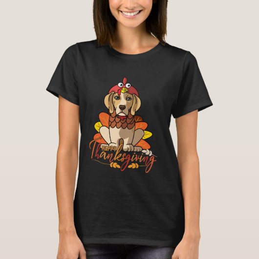 Beagle Thanksgiving Dog Mom Turkey Costume Women Tシャツ (正面)