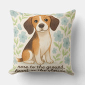 Beagle Throw Pillow Gift for Dog Lovers Floral Pet クッション (正面)