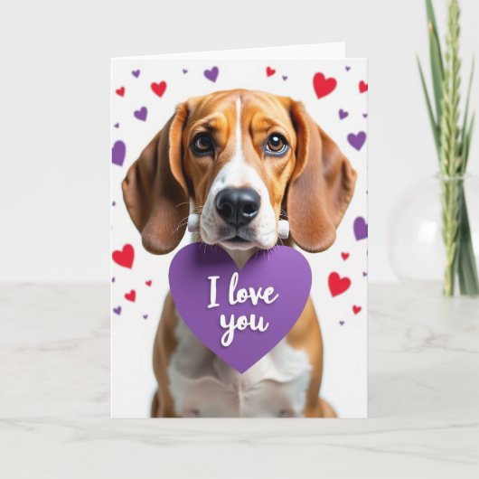Beagle Valentine I Love You Card カード (正面)