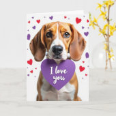 Beagle Valentine I Love You Card カード (黄色い花)
