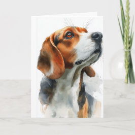Beagle watercolor portrait カード