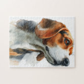 Beagle watercolor portrait ジグソーパズル (横)