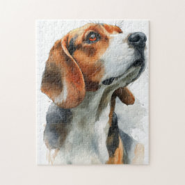 Beagle watercolor portrait ジグソーパズル