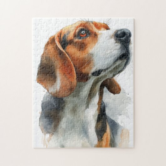 Beagle watercolor portrait ジグソーパズル (縦)