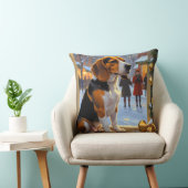 Beagle With Christmas Lights Holiday クッション (椅子)