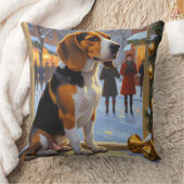 Beagle With Christmas Lights Holiday クッション (ブランケット)