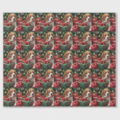 Beagle Wrapping Gifts Christmas Painting ラッピングペーパー (フラット)