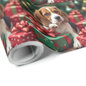 Beagle Wrapping Gifts Christmas Painting ラッピングペーパー (ロールコーナー)