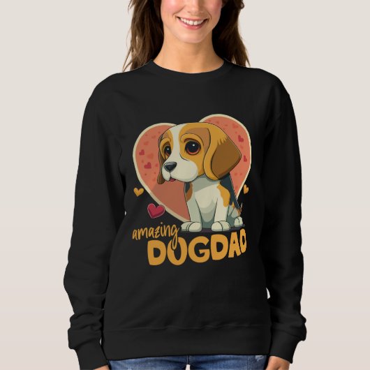 Beagledog With Heartdecoration, Amazing Dogdad スウェットシャツ (正面)