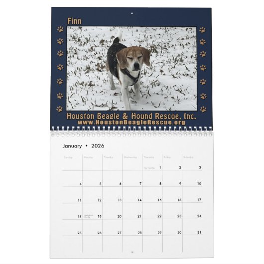Beagles and Buddies 2026 Calendar カレンダー (1月 2026)