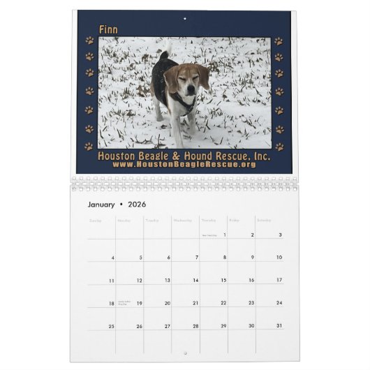 Beagles and Buddies 2026 Calendar カレンダー (1月 2026)