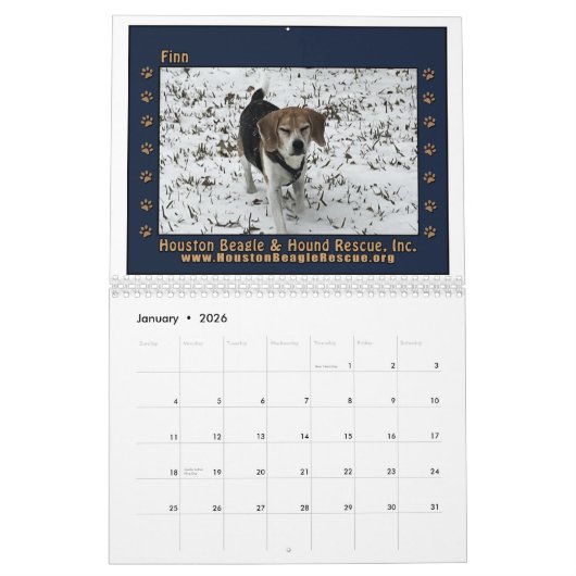 Beagles and Buddies Calendar 2026 カレンダー (1月 2026)
