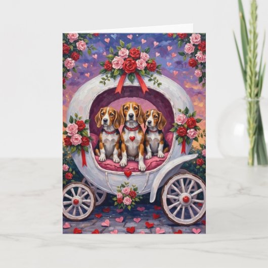 Beagles Dog Valentine's Day カード (正面)